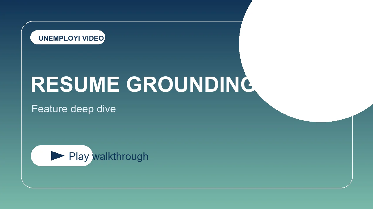UNEMPLOYI resume grounding deep dive thumbnail with context preparation notes.